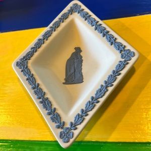 Wedgwood RARE blue on white diamond trinket tray bowl plate England
